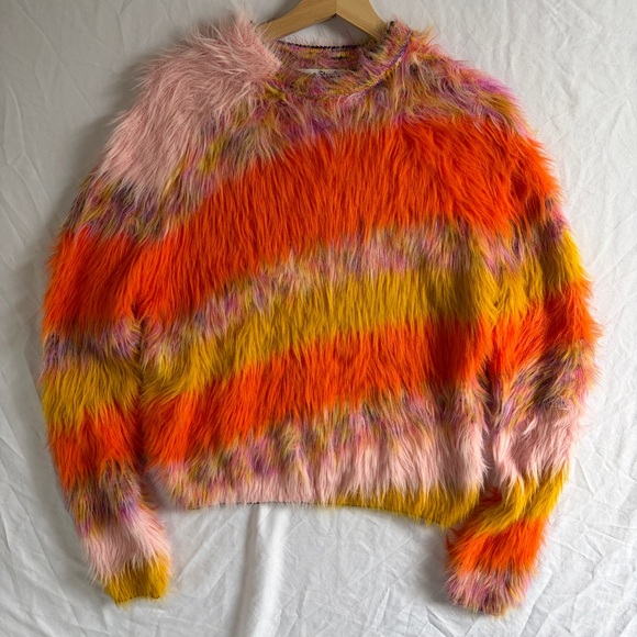Acne Studios Sweaters - Acne Studios Koeur Slim-Fit Striped Faux Fur Hairy Sweater